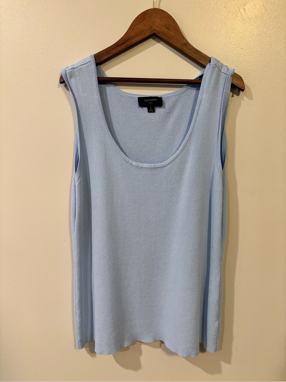 Tahari ASL Pale Blue Scoop Neck Tank